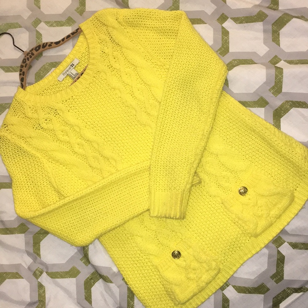 Forever 21 Yellow 2-Pocket Sweater